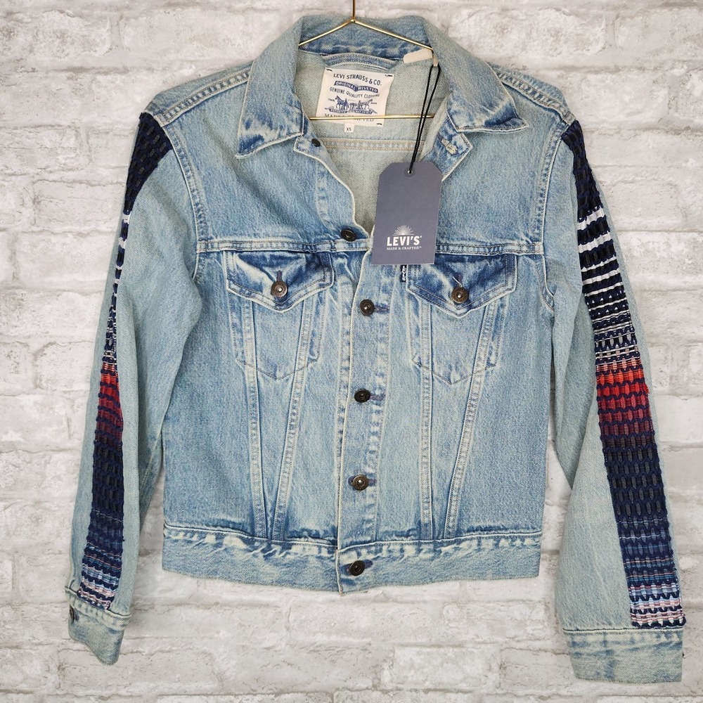 Levis Made & Crafted French Tulle Trucker Jacket Embroidered Indie Boho XS